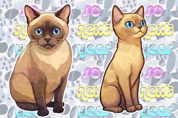 Download 8 Burmese Style Cat Designs - Cat designs Collection