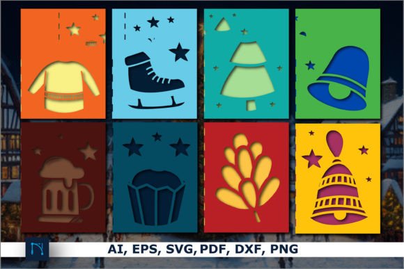 Download Paper Cut Christmas Card SVG Bundle - Christmas card svg bundle Collection